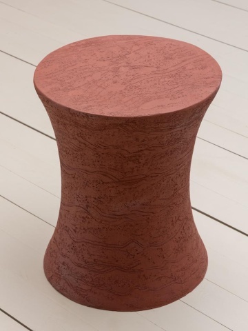 Taburet din teracotă, cu formă de clepsidră, roșu cărămiziu, finisaj mat cu textură granulată, 35.5×43.5 cm, „Locanda" - Img 3