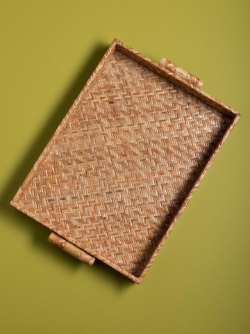 Tavă de servire din ratan împletit, natur, formă dreptunghiulară, 5 × 45 × 31 cm, „Rivan" - Img 2