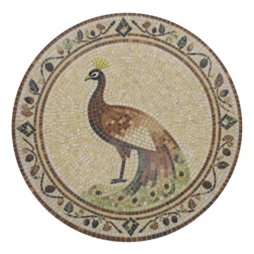 Tavă pentru servire din ceramică cu model mozaic și motiv păun, H2,8/D26,5 cm, bej & mocca, „Chartres”