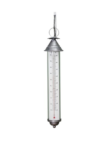 Termometru de perete din fier, cu finisaj tip zinc antichizat, H61 cm