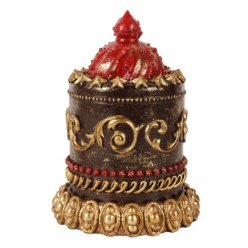 Tort decorativ din polirășină, maro și roșu, cu dom roșu, stele și ornamente aurii, 23 x 16,5 cm, „Charlotte”