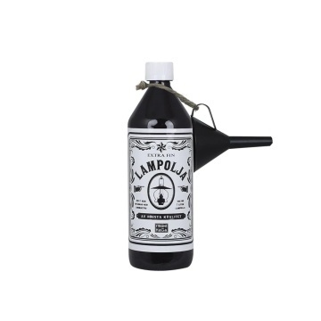 Ulei de lampă pentru lămpi cu petrol, 1 litru, cu pâlnie neagră mată inclusă, Strömshaga, „Lamp Oil & Funnel"