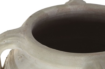 Vas decorativ amforă din teracotă artizanală, finisaj craft alb-crem, cu 4 anse, 57×57×93 cm, „Jerba" - Img 4