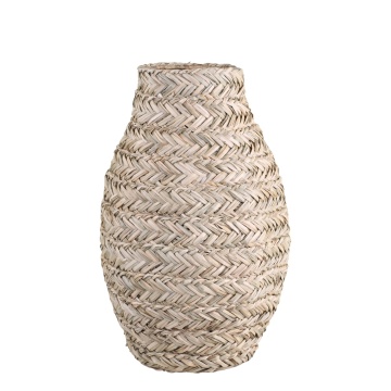 Vas decorativ din iarbă de mare împletită, H38 cm - Img 1
