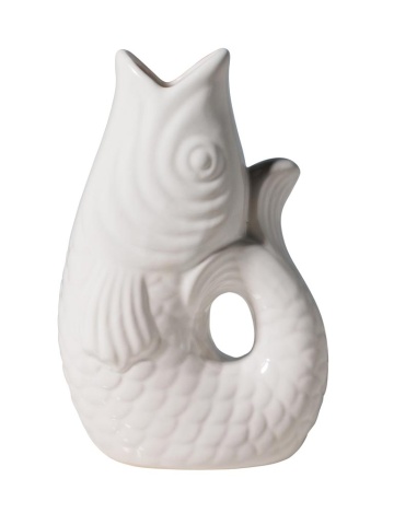 Vaza alba, din ceramica, forma de peste, H20cm Stone
