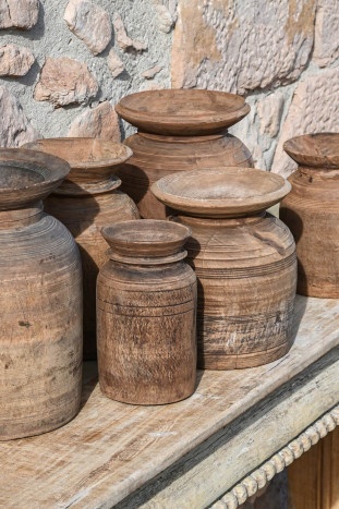 Vază cu finisaj natural stil oriental, 18x18x29 , din lemn ,"Surtido" - Img 2