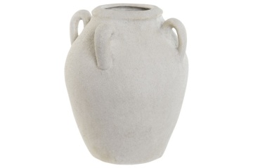 Vază decorativă cu mâner, stil rustic modern, culoare alb, din stoneware, „Stoneware” - Img 2