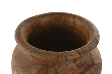 Vază decorativă, stil natural rustic, culoare natur, din lemn de tec, „Teak” - Img 2