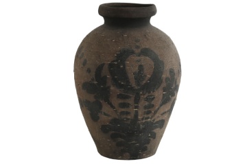 Vază decorativă, stil rustic vintage, culoare maro antichizat, din teracotă, „Terracotta”