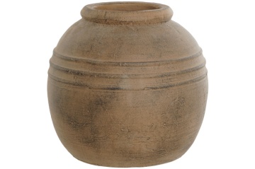 Vază decorativă tip bol, stil industrial minimalist, culoare gri natural, din ciment, „Cement”