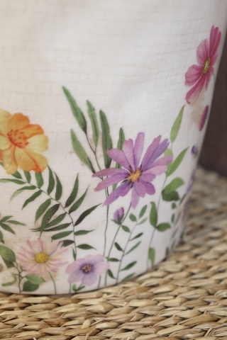 Vază din ceramică crem cu motiv floral "Avignon", H17.5/D11 cm - Img 7