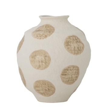 Vază din ceramică, natur, formă rotunjită, dungi verticale texturate, glazură reactivă, 20,5 x 17 cm, „Byron” - Img 3
