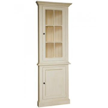 Vitrina de colt, alb, din lemn masiv, aspect rustic, Ficelle - Img 2