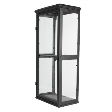 Vitrină de perete industrială din metal, negru, cu 1 ușă vitrată, 1 raft și sticlă pe toate laturile, 70 x 31 x 21 cm, „Fonte” - Img 2
