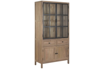 Vitrină două corpuri interior natural din tec reciclat cu structură din lemn – "Kalindra" - Img 2