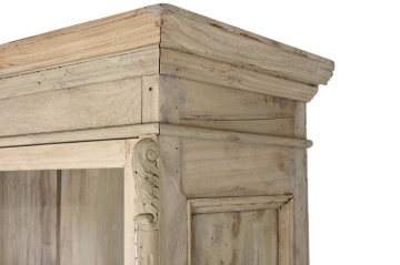 Vitrină rustică din lemn reciclat, natur, cu 2 uși vitrate, 3 rafturi și console sculptate, 209 x 130 x 55 cm, „Pastel” - Img 7