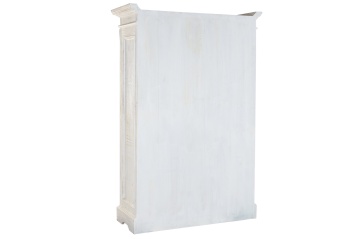 Vitrină vintage din lemn masiv de mango, alb, cu 2 uși vitrate, 3 rafturi și console sculptate, finisaj patinat, 209 x 140 x 55 cm, „Blanco” - Img 10