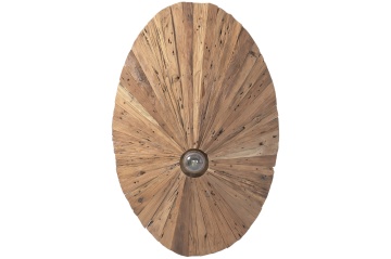 Aplică de perete din lemn de tec reciclat, maro, aspect rustic, finisaj natural, 110 x 70 x 18 cm, „Tournus”