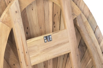 Aplică de perete din lemn de tec reciclat, maro, aspect rustic, finisaj natural, 110 x 70 x 18 cm, „Tournus” - Img 5