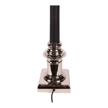 Bază pentru lampă de masă din aluminiu, argintiu și negru, cu coloană înaltă și bază pătrată, finisaj nichelat, 75 x 14 cm, „Orangerie” - Img 3