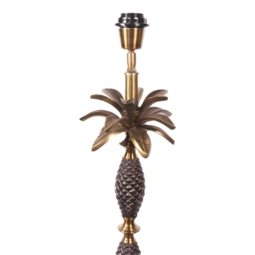Bază pentru lampadar din aluminiu, auriu și negru, cu trunchi de palmier și coroană de frunze, finisaj antichizat, 128 x 20 cm, „Palmeraie” - Img 4