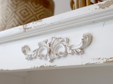 Bibliotecă shabby chic din lemn cu finisaj antichizat crem, 5 rafturi, 106×39×200 cm, „Violette" - Img 7