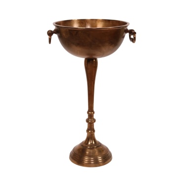 Bol decorativ din aluminiu, bronz, bază model pește, finisaj antichizat, 73 x 44 cm, „Neptune”