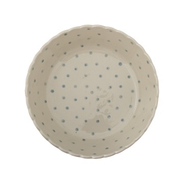 Bol din ceramică artizanală, multicolor, pictat manual cu dungi verticale, buline și margine ondulată, 24x7 cm, „Chip" - Img 3