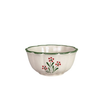 Bol mic din ceramică pictată manual, Ø 13 x H 6,5 cm, verde, „Esther Wildflower"