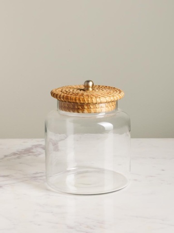 Borcan din sticla, cu capac din trestie de zahar, H19cm Provence - Img 2
