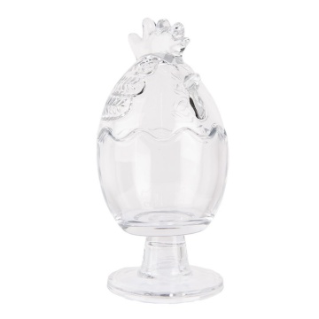 Borcan din sticlă, transparent, cu capac găină, Ø 10x22 cm - Img 3