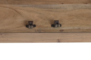Bufet living în stil etnic din lemn de acacia, natur, cu 2 uși, 3 sertare și placă rotundă din metal negru, 92 x 118 x 40 cm, „Orissa” - Img 10