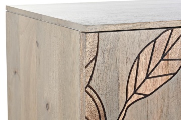 Bufet natur , din metal si lemn de mango , cu design "Grey flowers" - Img 3