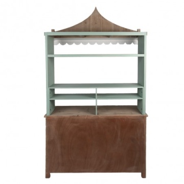 Bufet vintage verde din lemn masiv și metal, cu 2 uși și 2 rafturi, mânere metalice, 212x120x45 cm, „Gordes" - Img 4