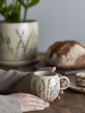 Cană din ceramică cu flori de câmp aplicate manual, D9,5×H8,5 cm, 250 ml, „Bea" - Img 5