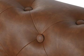 Canapea Chesterfield 3 locuri din piele ecologică maro, cu nasturi pe bază și picioare din lemn masiv, 70 x 218 x 78 cm, „Provence” - Img 4