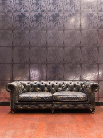 Canapea Chesterfield 3 locuri din piele naturală maro închis, cu perne de șezut detașabile și picioare pe roți, 78 x 242 x 96 cm, „St James” - Img 2