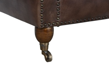 Canapea vintage 2 locuri din piele naturală maro închis, „Chesterfield" - Img 5