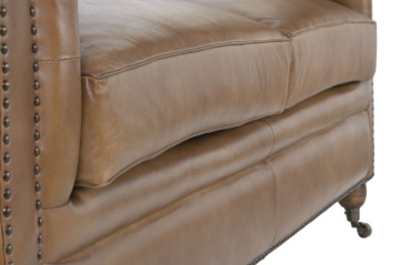 Canapea vintage 3 locuri din piele naturală, „Chesterfield" - Img 11