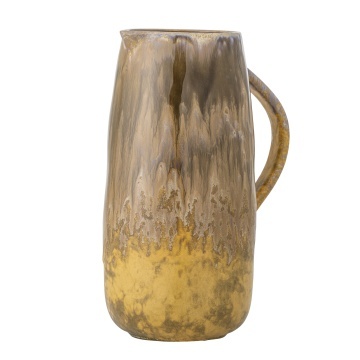 Carafă din ceramică artizanală, maro antichizat, finisaj patinat, 15×21 cm, „Lacey" - Img 3