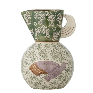 Carafă din ceramică cu pasăre și motive florale pictate manual, 14,5×21 cm, „Hezha" - Img 4