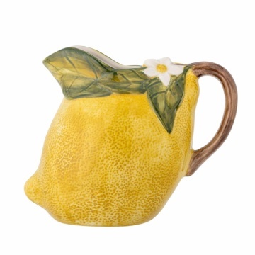 Carafă din ceramică, galben, suprafață texturată ca o coajă de lămâie, decorată manual, 16 x 13 cm, „Limone”