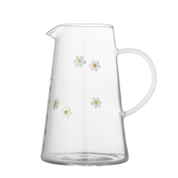 Carafă din sticlă cu motive florale, D12×H19 cm, transparentă, „Buzz"