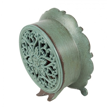 Ceas de masă vintage verde, din metal și sticlă, 15x7x16 cm - Img 4