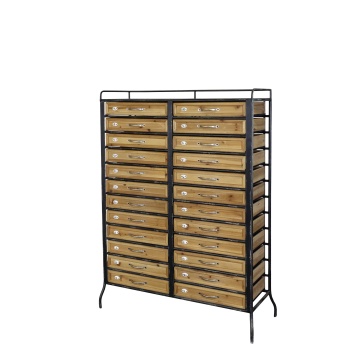 Comodă natur din lemn reciclat și metal antichizat cu sertare 97x36,5x129 cm, „Atelier"
