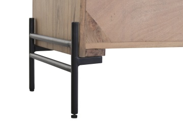 Comodă TV din lemn de acacia și metal, maro, cu 2 uși, 2 nișe cu rafturi, placă rotundă din metal și picioare metalice, 62 x 179,5 x 40 cm, „Orissa” - Img 6