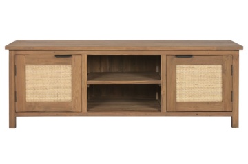 Comoda TV din lemn de tec si rattan natural " Rustic Wood "