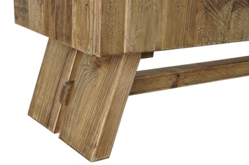 Comodă TV living din lemn reciclat, natur, cu 2 uși, 1 sertar, nișă deschisă și picioare oblice cu traversă, 60 x 180 x 45 cm, „Auburn” - Img 4