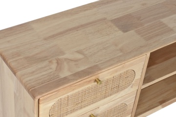 Comoda TV natur , din lemn de cauciuc si rattan „Rustic Serenity” - Img 2