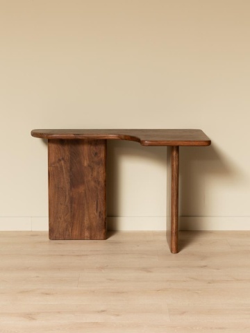 Consolă din lemn de acacia, formă asimetrică, maro antichizat, finisaj lucios, 118×59×75 cm, „Finoma" - Img 2